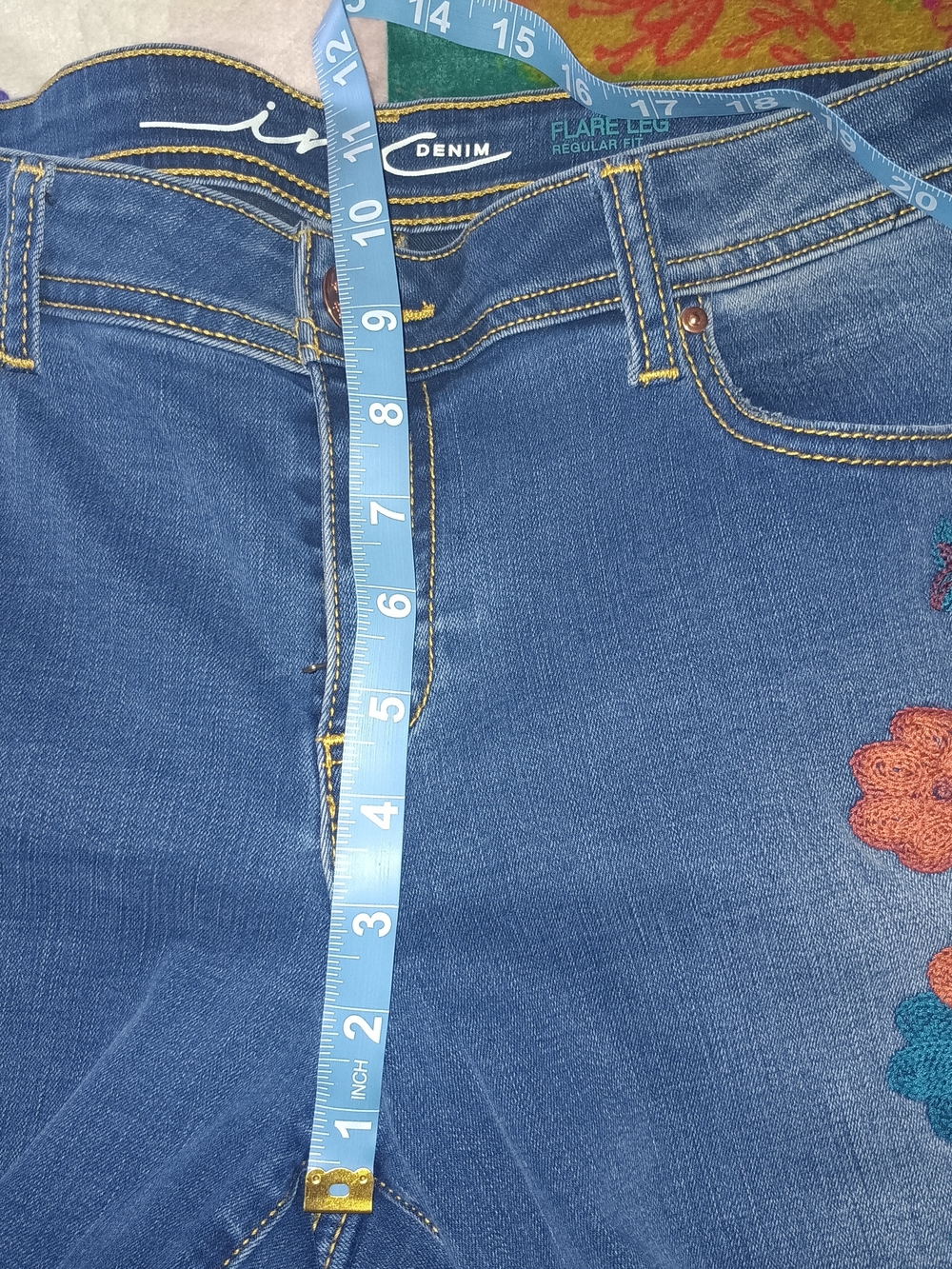 INC Embroidered Flower Women's Flare Jeans - Picture 11 of 12